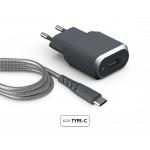 Chargeur maison 3A IC Smart + Câble renforcé USB A/USB C Garanti à vie Gris Force Power