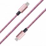 Câble Tissé USB C/Lightning 2m 3A Rose Bigben