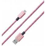 USB A to Lightning Woven Cable 2m 2.4A Pink Bigben