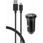 3A FastCharge Car Charger + USB A to USB C Cable Black Bigben