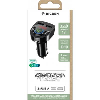 Chargeur voiture USB A 2.4A FastCharge Noir