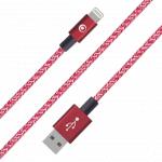 USB A to Lightning Woven Cable 2m 2.4A Red Bigben