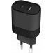 Double Chargeur maison USB A+C PD 32W (12+20W) Power Delivery Noir Bigben