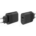 Chargeur USB A + USB C 32W (12+20W) Power Delivery Noir