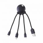 3 in 1 Octopus Cable - Eco-friendly USB A to Micro USB & USB C & Lightning Black Xoopar