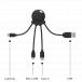 C&acirc;ble 3 en 1 Octopus Ecoresponsable USB A/micro USB & USB C & Lightning 0,1m Noir Xoopar
