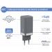 Chargeur maison USB C PD 65W Power Delivery GaN Garanti à vie Gris Force Power