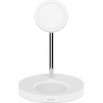 Wireless Charging Station 15W Qi 2 zone stand iPhone + Airpods + Charger White