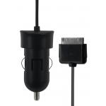 USB A Car Charger Kit 1A + USB A / 30 PIN Cable 1m Black