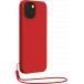Coque iPhone 13 mini Silicone Strap + Dragonne assortie Rouge