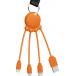 Câble 3 en 1 Octopus Ecoresponsable USB A/micro USB & USB C & Lightning 1m Orange Xoopar