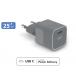 Chargeur USB C 25W Power Delivery GaN Gris + Garantie à vie