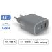 Dual 45W (30+12W) USB A+C PD Power Delivery GaN Wall Charger Gray - Lifetime Warranty Force Power