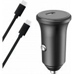 25W Power Delivery Car Charger + USB C to USB C Cable Black Bigben