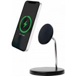 Station de charge sans fil 15W Qi Stand 2 zones Smartphone + Truewireless Noir