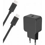 25W Power Delivery Wall Charger + USB C to USB C Cable Black Bigben