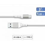 Câble Renforcé USB A/USB C 1,2m 3A Blanc - Garanti à vie Force Power Lite