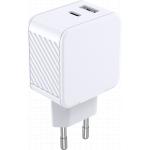 Double Chargeur maison USB A+C PD 32W (12+20W) Power Delivery Blanc Bigben