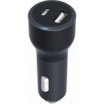 32W (12+20W) dual USB A+C PD Power Delivery Car Charger Black Bigben