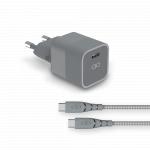 20W Power Delivery Wall Charger + USB C to USB C Ultra-reinforced Cable Gray - Lifetime Warranty Force Power