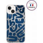 Coque iPhone 13 / 14 Hybride r&eacute;sine Motifs Bleus - Fabriqu&eacute; en France