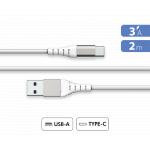 Câble Renforcé USB A/USB C 2m 3A Blanc - Garanti à vie Force Power Lite