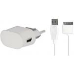 USB A Charger Kit 1A + USB A / 30 PIN Cable 1m White