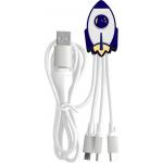 Câble 3 en 1 Andy USB A/micro USB & USB C & Lightning 0,15m Fusée Yello Koko