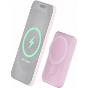 Powerbank sans fil MagSafe 5000mAh 2 ports USB A+C 10W Qi Rose