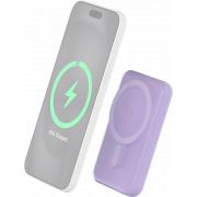 Powerbank sans fil MagSafe 5000mAh 2 ports USB A+C 10W Qi Violet