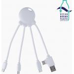 C&acirc;ble Octopus USB A / microUSB & USB C & Lightning 2.1A 15cm FastCharge 10.5W Blanc