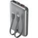 Powerbank Turbo 10000mAh 3 ports USB 2A+C 30W C&acirc;ble int&eacute;gr&eacute; Gris