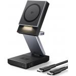 Wireless Charging Station 25W Qi2.2 3 zone stand Smartphone + Truewireless + USB C/C Charging Cable Black