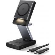 Station de charge sans fil MagPro 2 25W Qi2.2 Stand 3 zones Smartphone + Truewireless + C&acirc;ble de charge USB C/C Noir
