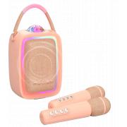 Enceinte Karaok&eacute; Bluetooth&reg; Singy Party 8W avec effets lumineux avec 2 micros sans fil Pink