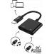 Adaptateur Audio USB C 60W PD vers USB C + Charge USB C 12cm Noir