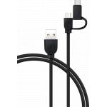 USB A to Micro USB & USB C 2 in 1 Cable 1,2m Black Bigben