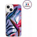 iPhone 13 / 14 Case Hybrid resin Patterns Pink leaves - Made in France