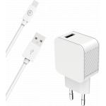 Chargeur maison 2.4A FastCharge + Câble USB A/Lightning Blanc Bigben