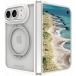 Coque MagSafe iPhone Duo Grenen Ultra D3O Kickstand + Anneau stand vid&eacute;o Blanc - Certifi&eacute; GRS