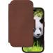 Folio Coque Magn&eacute;tique MagSafe iPhone 17 Lynge Cuir Fonction Stand Marron Fonc&eacute;