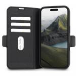 Folio iPhone 16 Oslo Pro Cuir Vegan Fonction Stand Noir - Certifié GRS
