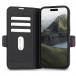 Folio iPhone 16 Oslo Pro Cuir Vegan Fonction Stand Noir - Certifié GRS