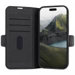 Folio iPhone 16 Pro Oslo Pro Cuir Vegan Fonction Stand Noir - Certifié GRS