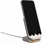 Chargeur sans fil 20W Qi Stand + Chargeur Blanc et Argent