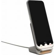Chargeur sans fil 20W Qi Stand + Chargeur Blanc et Argent