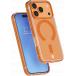 Coque renforc&eacute;e MagSafe iPhone 18 Pro / 17 Pro METAL 2m Transparente Contour M&eacute;tal Orange + Garantie &agrave; vie
