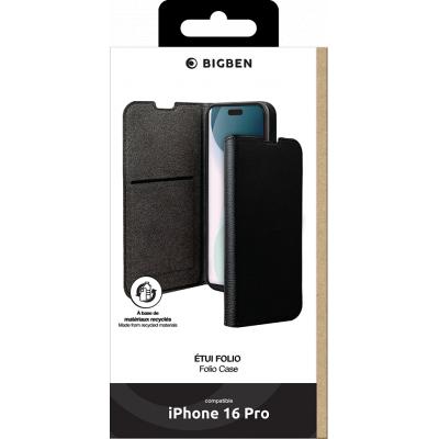 Folio iPhone 16 Pro Wallet Fonction Stand Noir - Certifié GRS