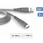 Câble Ultra-renforcé USB A/USB C 2m 3A Gris - Garanti à vie Force Power