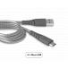 Câble Ultra-Renforcé USB A / microUSB 2.1A 2m FastCharge 10.5W Gris + Garantie à vie